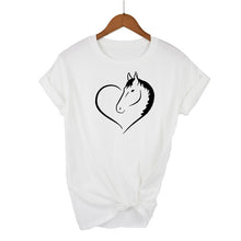 Load image into Gallery viewer, Love Heart Horse Printed T Shirt Women Short Sleeves Fashion Streetwear Tee Shirt Female Harauku Clothes Drop Ship