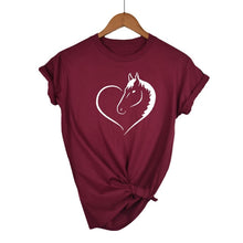 Load image into Gallery viewer, Love Heart Horse Printed T Shirt Women Short Sleeves Fashion Streetwear Tee Shirt Female Harauku Clothes Drop Ship