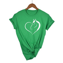 Load image into Gallery viewer, Love Heart Horse Printed T Shirt Women Short Sleeves Fashion Streetwear Tee Shirt Female Harauku Clothes Drop Ship