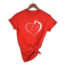 Load image into Gallery viewer, Love Heart Horse Printed T Shirt Women Short Sleeves Fashion Streetwear Tee Shirt Female Harauku Clothes Drop Ship