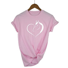Load image into Gallery viewer, Love Heart Horse Printed T Shirt Women Short Sleeves Fashion Streetwear Tee Shirt Female Harauku Clothes Drop Ship
