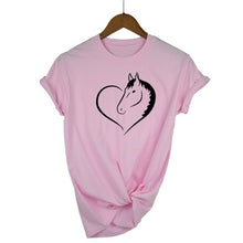 Load image into Gallery viewer, Love Heart Horse Printed T Shirt Women Short Sleeves Fashion Streetwear Tee Shirt Female Harauku Clothes Drop Ship