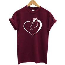Load image into Gallery viewer, Love Heart Horse Printed T Shirt Women Short Sleeves O-neck Funny Women Tshirt Streetwear Summer Tops 2020 Tee Shirt Femme