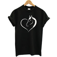 Load image into Gallery viewer, Love Heart Horse Printed T Shirt Women Short Sleeves O-neck Funny Women Tshirt Streetwear Summer Tops 2020 Tee Shirt Femme