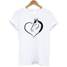 Load image into Gallery viewer, Love Heart Horse Printed T Shirt Women Short Sleeves O-neck Funny Women Tshirt Streetwear Summer Tops 2020 Tee Shirt Femme