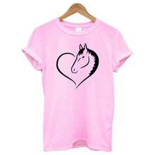 Load image into Gallery viewer, Love Heart Horse Printed T Shirt Women Short Sleeves O-neck Funny Women Tshirt Streetwear Summer Tops 2020 Tee Shirt Femme