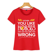 Load image into Gallery viewer, Tops T Shirt Women Love Horses Horse Riding Rider Sarcastic Funny Kawaii Inscriptions Short Female Shirt