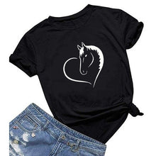 Load image into Gallery viewer, Lus Los Fashion Horse cartoon Print tshirt women Casual Funny t shirt For Lady Girl summer top tee kawaii tshirts plus size