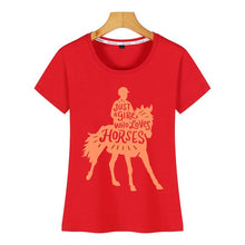 Load image into Gallery viewer, Tops T Shirt Women horse lover riding just a girl who loves horses Comic Inscriptions Custom Female Tshirt