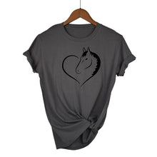 Load image into Gallery viewer, Love Heart Horse Printed T Shirt Women Short Sleeves Fashion Streetwear Tee Shirt Female Harauku Clothes Drop Ship
