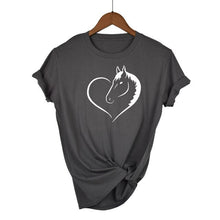 Load image into Gallery viewer, Love Heart Horse Printed T Shirt Women Short Sleeves Fashion Streetwear Tee Shirt Female Harauku Clothes Drop Ship
