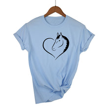 Load image into Gallery viewer, Love Heart Horse Printed T Shirt Women Short Sleeves Fashion Streetwear Tee Shirt Female Harauku Clothes Drop Ship
