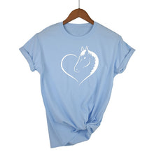 Load image into Gallery viewer, Love Heart Horse Printed T Shirt Women Short Sleeves Fashion Streetwear Tee Shirt Female Harauku Clothes Drop Ship
