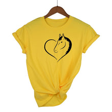Load image into Gallery viewer, Love Heart Horse Printed T Shirt Women Short Sleeves Fashion Streetwear Tee Shirt Female Harauku Clothes Drop Ship
