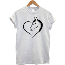 Load image into Gallery viewer, Love Heart Horse Printed T Shirt Women Short Sleeves O-neck Funny Women Tshirt Streetwear Summer Tops 2020 Tee Shirt Femme
