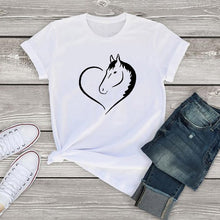 Load image into Gallery viewer, Lus Los  Fashion Horse cartoon Print tshirt women Casual Funny t shirt For Lady Girl summer top tee kawaii  tshirts plus size
