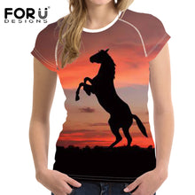 Load image into Gallery viewer, FORUDESIGNS Fashion 2019 Crazy Horse Tops Tee T Shirt Women Casual Summer T-shirt Printing 3d Animal Tshirt Funny Shirts Female
