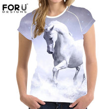 Load image into Gallery viewer, FORUDESIGNS Fashion 2019 Crazy Horse Tops Tee T Shirt Women Casual Summer T-shirt Printing 3d Animal Tshirt Funny Shirts Female
