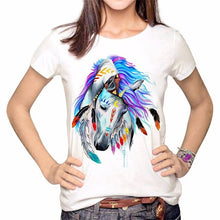 Load image into Gallery viewer, Lei SAGLY Horse Head Print Women T Shirt Female Summer Casual Tshirt Short Sleeve Fashion Top
