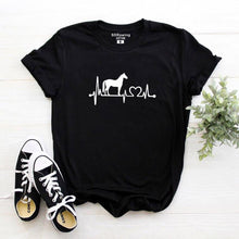 Load image into Gallery viewer, New Horse heartbeat line Print Women Tshirt Casual Funny t Shirt For Lady Girl Top Tee Hipster Tumblr Female Tshirt drop ship
