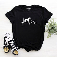 Load image into Gallery viewer, New Horse heartbeat line Print Women Tshirt Casual Funny t Shirt For Lady Girl Top Tee Hipster Tumblr Female Tshirt drop ship
